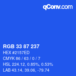 Color code: RGB 33 87 237 | qconv.com