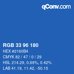 Código de color: RGB 33 96 180 | qconv.com