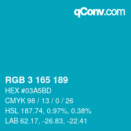 Color code: RGB 3 165 189 | qconv.com