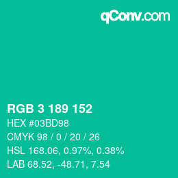 Código de color: RGB 3 189 152 | qconv.com