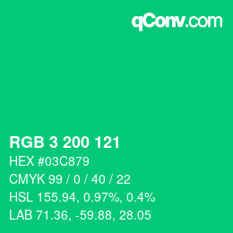 カラーコード: RGB 3 200 121 | qconv.com