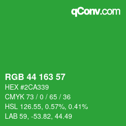 Color code: RGB 44 163 57 | qconv.com