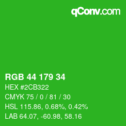 Code couleur: RGB 44 179 34 | qconv.com