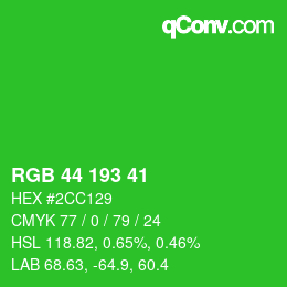 Color code: RGB 44 193 41 | qconv.com