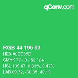 Farbcode: RGB 44 195 93 | qconv.com