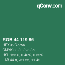 Color code: RGB 44 119 86 | qconv.com