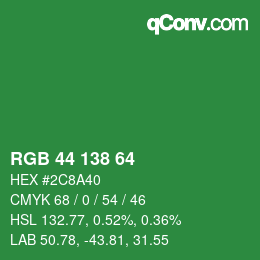 Color code: RGB 44 138 64 | qconv.com