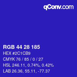 Code couleur: RGB 44 28 185 | qconv.com