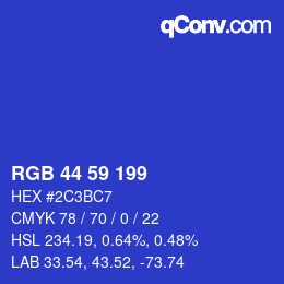 Farbcode: RGB 44 59 199 | qconv.com