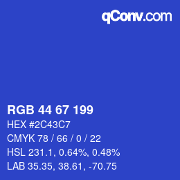 Color code: RGB 44 67 199 | qconv.com