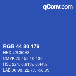 Color code: RGB 44 80 179 | qconv.com