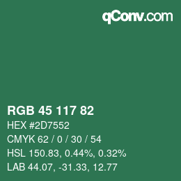 Color code: RGB 45 117 82 | qconv.com