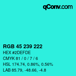 Código de color: RGB 45 239 222 | qconv.com