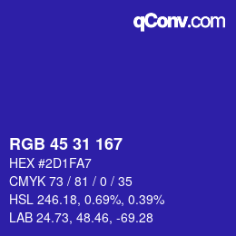 Color code: RGB 45 31 167 | qconv.com