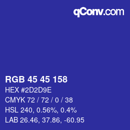 Color code: RGB 45 45 158 | qconv.com