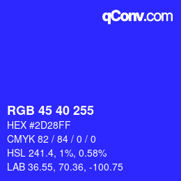 Código de color: RGB 45 40 255 | qconv.com