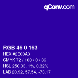 カラーコード: RGB 46 0 163 | qconv.com