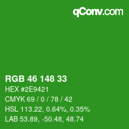 Color code: RGB 46 148 33 | qconv.com