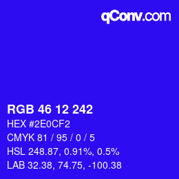 Code couleur: RGB 46 12 242 | qconv.com