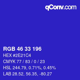 Código de color: RGB 46 33 196 | qconv.com