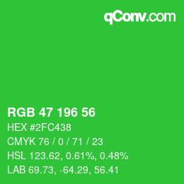 Color code: RGB 47 196 56 | qconv.com