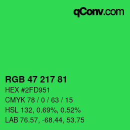 Color code: RGB 47 217 81 | qconv.com