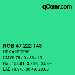 Code couleur: RGB 47 222 143 | qconv.com