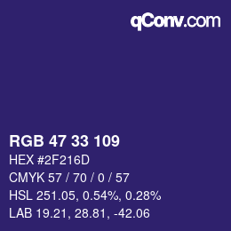 カラーコード: RGB 47 33 109 | qconv.com
