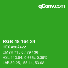 Color code: RGB 48 164 34 | qconv.com