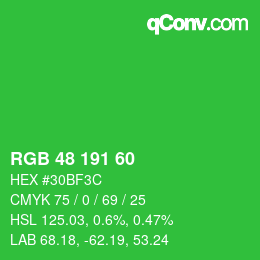 Código de color: RGB 48 191 60 | qconv.com