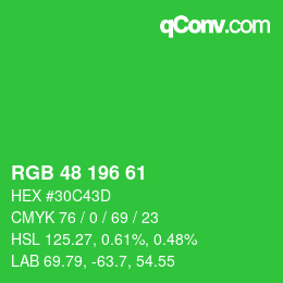 カラーコード: RGB 48 196 61 | qconv.com