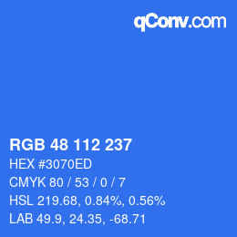 Color code: RGB 48 112 237 | qconv.com