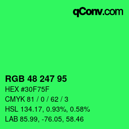 Color code: RGB 48 247 95 | qconv.com