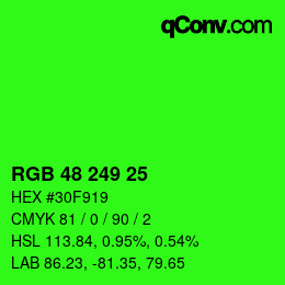 Code couleur: RGB 48 249 25 | qconv.com