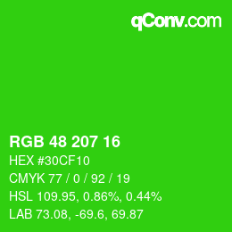 Code couleur: RGB 48 207 16 | qconv.com