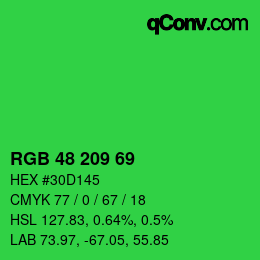 カラーコード: RGB 48 209 69 | qconv.com