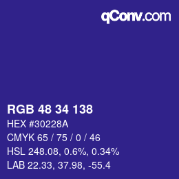 Código de color: RGB 48 34 138 | qconv.com