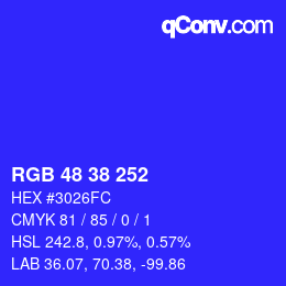 Código de color: RGB 48 38 252 | qconv.com