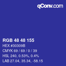 カラーコード: RGB 48 48 155 | qconv.com