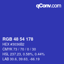 カラーコード: RGB 48 54 178 | qconv.com