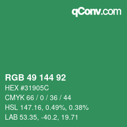 Color code: RGB 49 144 92 | qconv.com