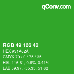 Color code: RGB 49 166 42 | qconv.com