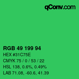 Code couleur: RGB 49 199 94 | qconv.com