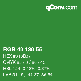 Color code: RGB 49 139 55 | qconv.com