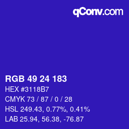 Code couleur: RGB 49 24 183 | qconv.com