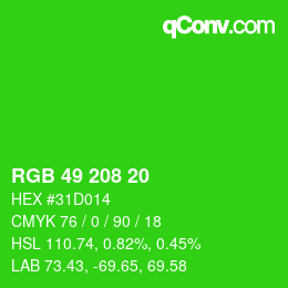 Código de color: RGB 49 208 20 | qconv.com