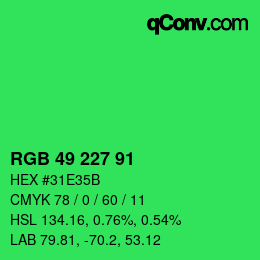 Código de color: RGB 49 227 91 | qconv.com