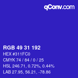 Color code: RGB 49 31 192 | qconv.com