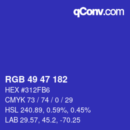 Código de color: RGB 49 47 182 | qconv.com