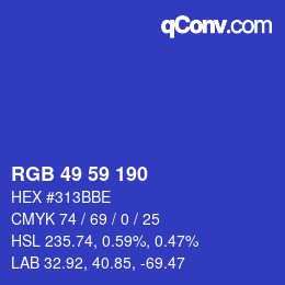 カラーコード: RGB 49 59 190 | qconv.com